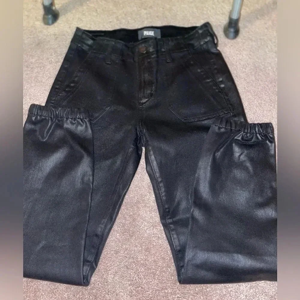 PAIGE COATED MAYSLIE JOGGER BLACK FOG LUXE COATING SIZE 26 - Picture 10 of 13